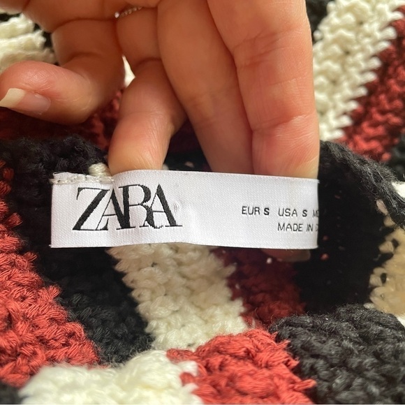 ZARA Striped Black Crochet Ruffle Strap Sleeveless Jumpsuit - S - Picture 10 of 14